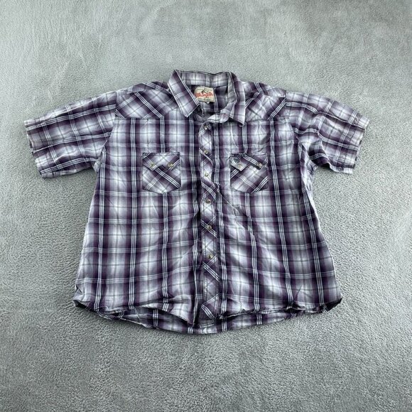 Wrangler Other - Vntg Wrangler Mens XXL Western Plaid Shirt Purple & White Snap 5861